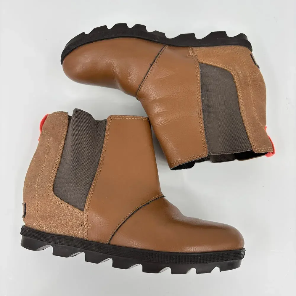 Sorel Joan of Arctic Wedge II Chelsea Bootie Size 4 Brown Leather Pull On Boot